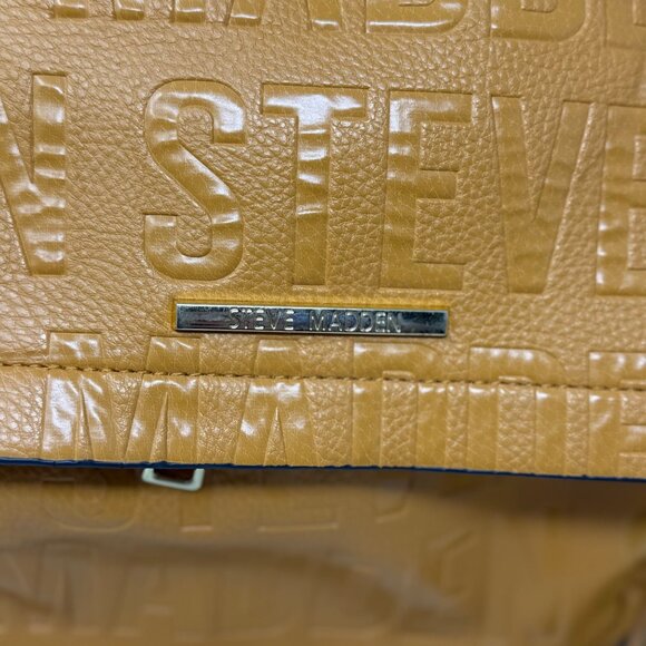 Steve Madden Mustard Yellow Faux Leather Embossed Logo Mini Backpack  Tassel - Picture 5 of 10